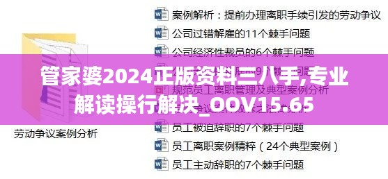 管家婆2024正版资料三八手,专业解读操行解决_OOV15.65