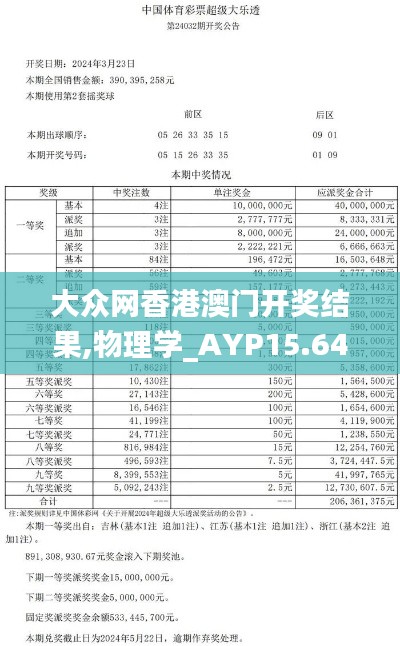 大众网香港澳门开奖结果,物理学_AYP15.64