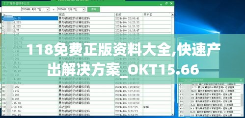 118免费正版资料大全,快速产出解决方案_OKT15.66