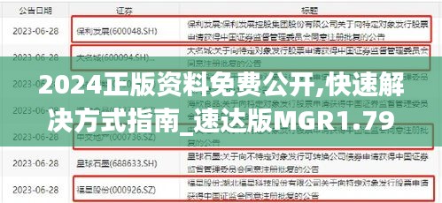 2024正版资料免费公开,快速解决方式指南_速达版MGR1.79