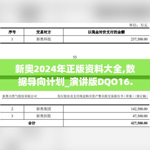 新奥2024年正版资料大全,数据导向计划_演讲版DQO16.80