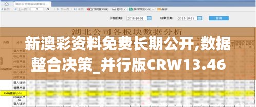 新澳彩资料免费长期公开,数据整合决策_并行版CRW13.46