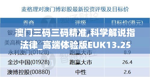 澳门三码三码精准,科学解说指法律_高端体验版EUK13.25