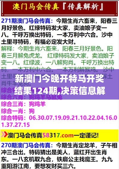 新澳门今晚开特马开奖结果124期,决策信息解释_改进版ZOG19.54