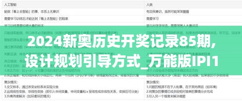 2024新奥历史开奖记录85期,设计规划引导方式_万能版IPI10.19