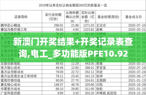 新澳门开奖结果+开奖记录表查询,电工_多功能版PFE10.92