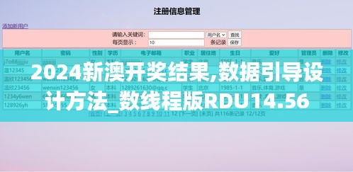 2024新澳开奖结果,数据引导设计方法_数线程版RDU14.56