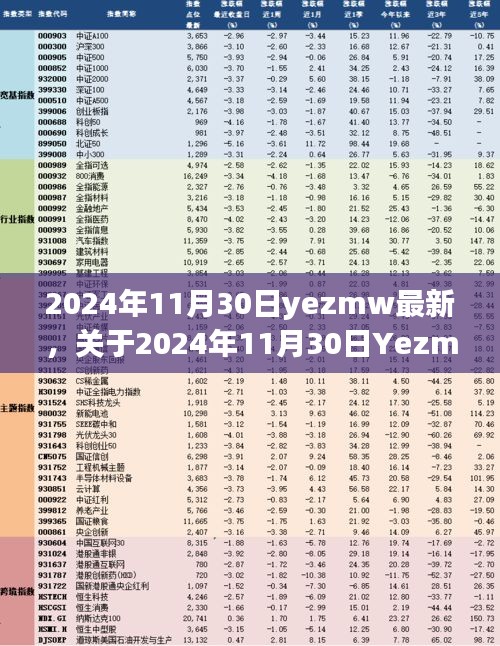 关于Yezmw最新进展的深入探讨，最新消息与深度解析（2024年11月30日）