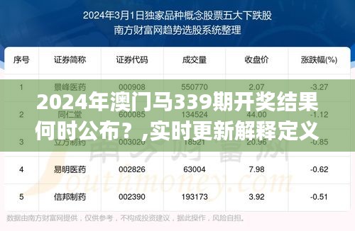 2024年澳门马339期开奖结果何时公布？,实时更新解释定义_专属版11.906-2