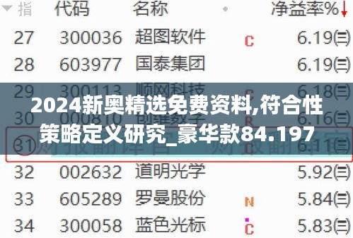 2024新奥精选免费资料,符合性策略定义研究_豪华款84.197