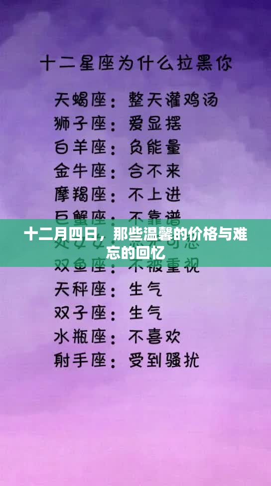 十二月四日，价格温馨与回忆难忘的日子