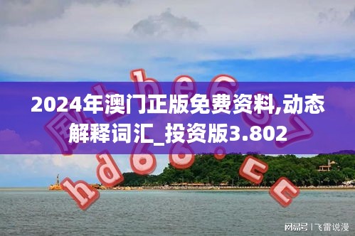 2024年澳门正版免费资料,动态解释词汇_投资版3.802