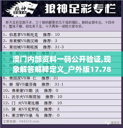 澳门内部资料一码公开验证,现象解答解释定义_户外版17.781