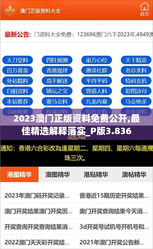 2023澳门正版资料免费公开,最佳精选解释落实_P版3.836