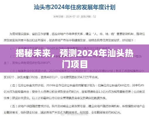 揭秘未来，汕头热门项目预测报告（2024年展望）