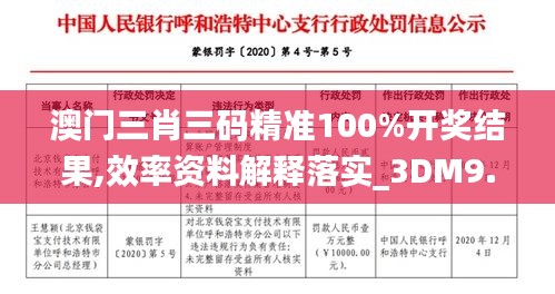 澳门三肖三码精准100%开奖结果,效率资料解释落实_3DM9.623