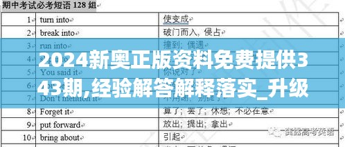 2024新奥正版资料免费提供343期,经验解答解释落实_升级版7.654