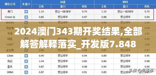 2024澳门343期开奖结果,全部解答解释落实_开发版7.848