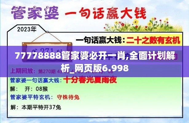 77778888管家婆必开一肖,全面计划解析_网页版6.998