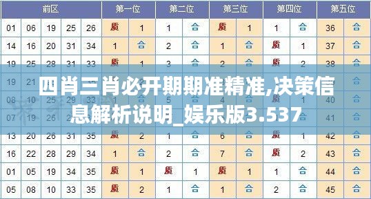 四肖三肖必开期期准精准,决策信息解析说明_娱乐版3.537