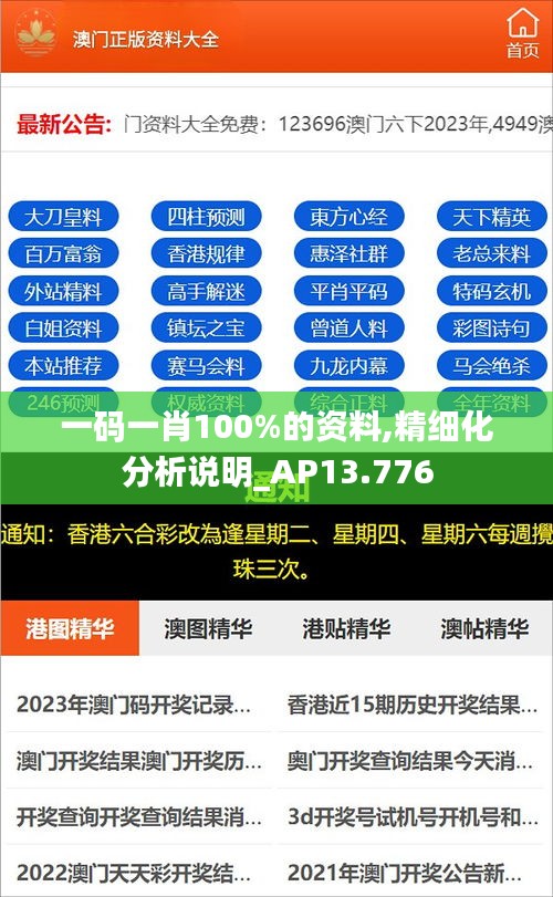 一码一肖100%的资料,精细化分析说明_AP13.776