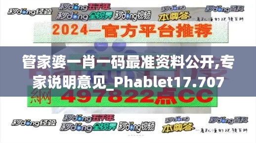 管家婆一肖一码最准资料公开,专家说明意见_Phablet17.707