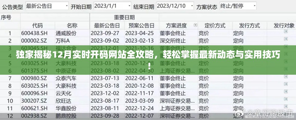 独家揭秘12月实时开码网站全攻略，轻松掌握最新动态与实用技巧！