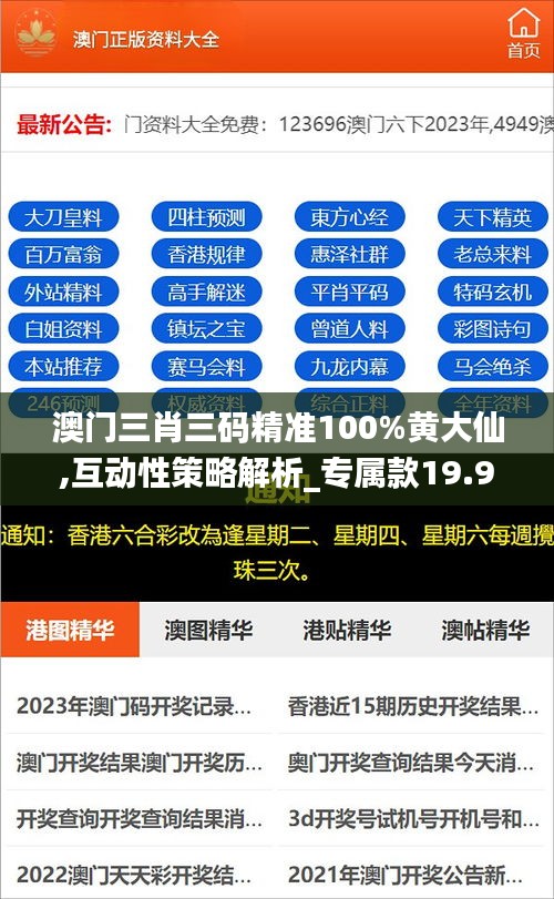 澳门三肖三码精准100%黄大仙,互动性策略解析_专属款19.989