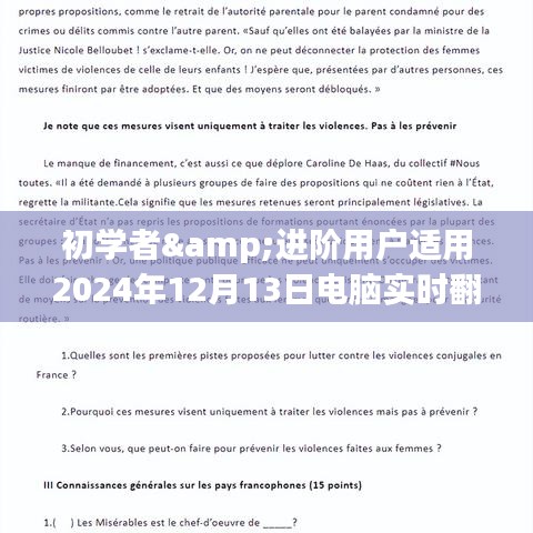 电脑实时翻译英语软件使用全攻略，适合初学者与进阶用户（2024年12月13日版）