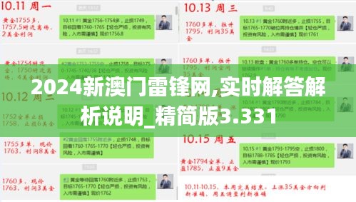 2024新澳门雷锋网,实时解答解析说明_精简版3.331