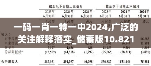 一码一肖一特一中2024,广泛的关注解释落实_储蓄版10.821