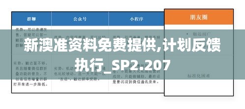 新澳准资料免费提供,计划反馈执行_SP2.207