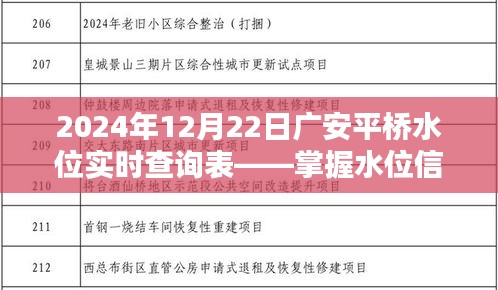 广安平桥水位实时查询表，护航生活安全的水位信息掌握