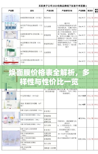 焕面膜价格表全解析，多样性与性价比一览