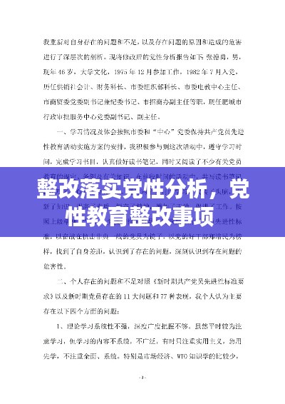 整改落实党性分析，党性教育整改事项 