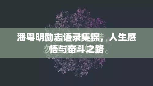 潘粤明励志语录集锦，人生感悟与奋斗之路