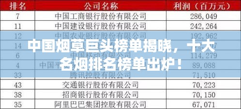 中国烟草巨头榜单揭晓，十大名烟排名榜单出炉！