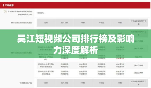 吴江短视频公司排行榜及影响力深度解析