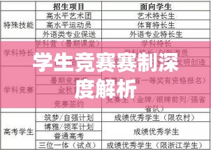 学生竞赛赛制深度解析