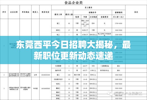 东莞西平今日招聘大揭秘，最新职位更新动态速递