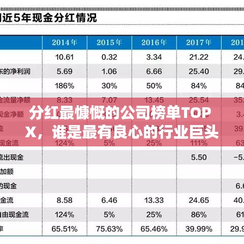 分红最慷慨的公司榜单TOP X，谁是最有良心的行业巨头？ （注，X代表具体数字，可根据实际情况调整）