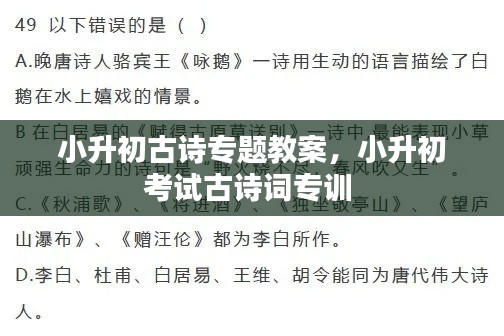 小升初古诗专题教案，小升初考试古诗词专训 