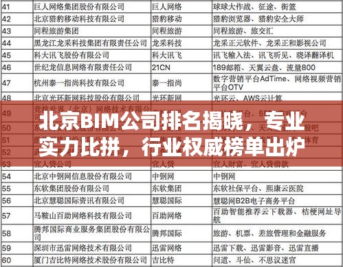 北京BIM公司排名揭晓，专业实力比拼，行业权威榜单出炉！