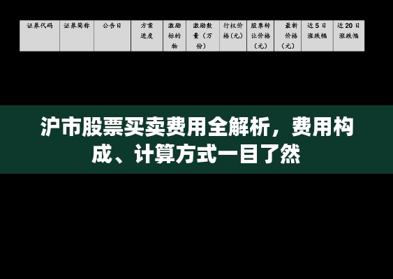 沪市股票买卖费用全解析，费用构成、计算方式一目了然