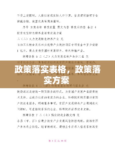 政策落实表格，政策落实方案 