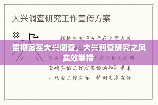 贯彻落实大兴调查，大兴调查研究之风实效举措 